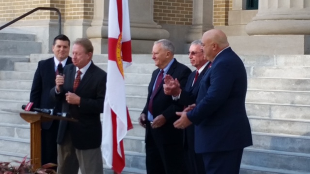 Commissioners speaking during Courthouse 100th Anniversary Celebration