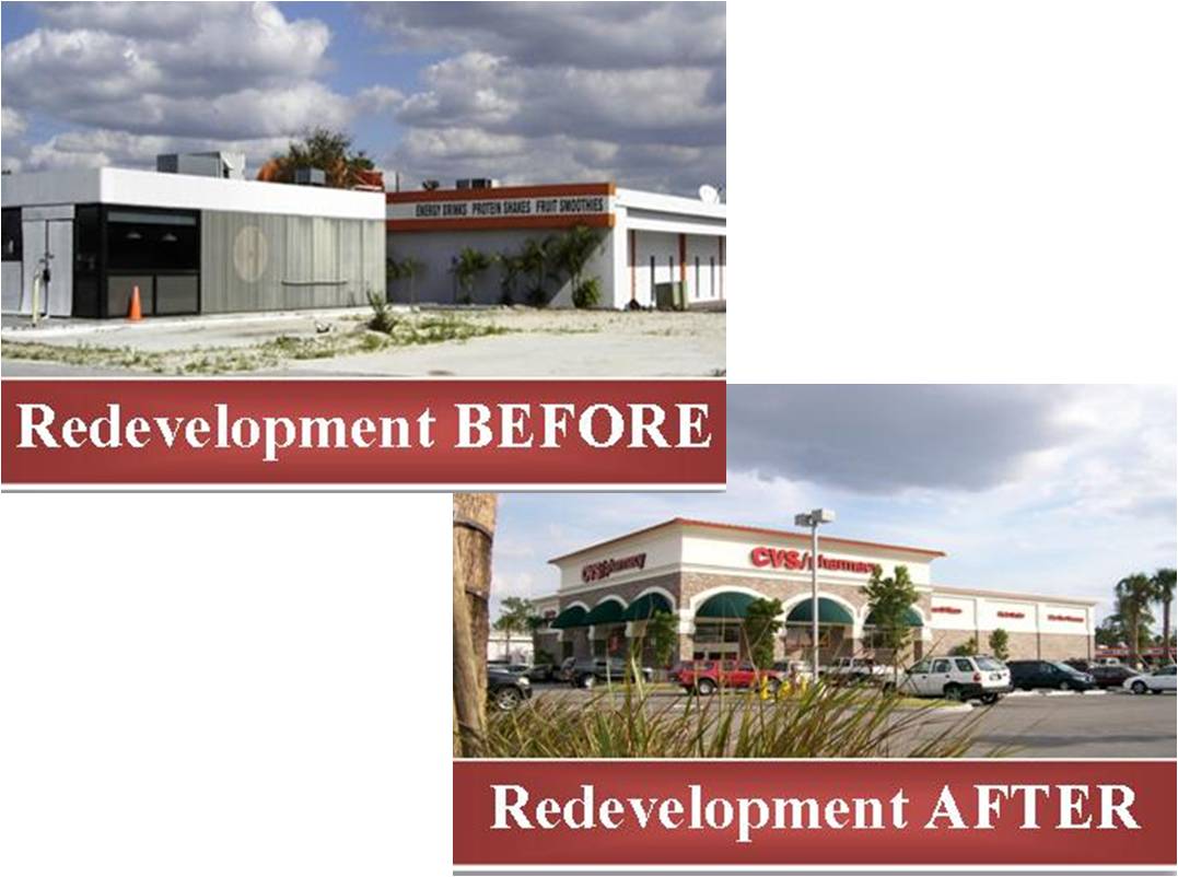 picture of building before and after redevelopment