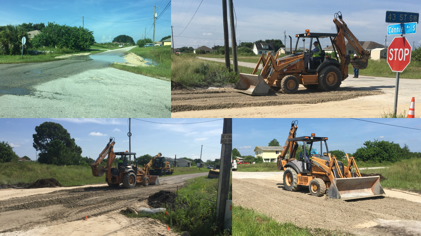 Lee County DOT Drainage Crew installing Storm Water Drainage Culvert
