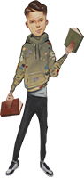 Teen boy holding books
