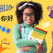 Young girl happy to learn a language